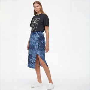 Desmond & Dempsey x H&M Linen Wrap Midi Skirt Tropical Blue EU 36 US 4